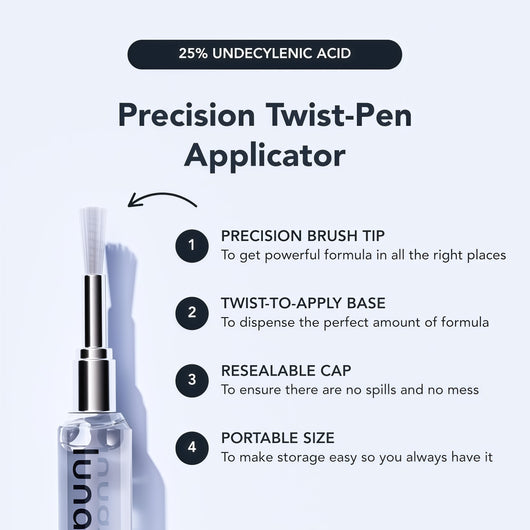 Lunavia Antifungal Pen – Cures Most Athlete’s Foot, Jock Itch, and Ringworm - 25% Undecylenic Acid with added Tea Tree, Jojoba, Clove Bud Oils & Aloe -1-Pack Twist Pen (9ML Volume)